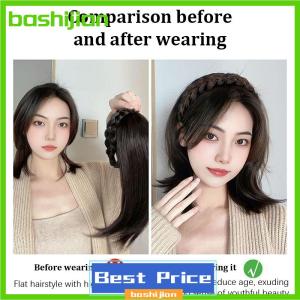 bashijian Tóc giả cho phụ nữ tóc ngắn Headband với tóc tóc tóc giả xương cá với tóc giả tích hợp tóc vá phụ kiện tóc