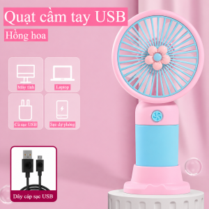 Quạt cầm tay mini USB Quạt cầm tay sạc USB Quạt mini cầm tay hoa dễ thương Quạt cầm tay 3 tốc độ gió Quạt mini đi học đi làm
