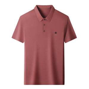 IELGY Mens short-sleeved polo shirt T-shirt summer thin mesh breathable middle-aged casual top