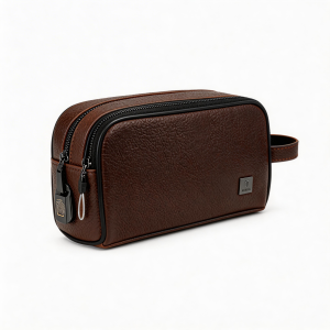 WIWU Fingerprint Lock PU Leather Handbag Large Capacity Mens Clutch Purses Anti-Theft Travel Handbag for Men Security Pouch Toiletry Bag for Passport Shaving Kit Phone 3C Accessories