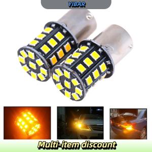 YIBAR 2pcs 1156 BA15S 2835 33-SMD หลอดไฟ LED สีเหลืองรถไฟเลี้ยวไฟเบรค