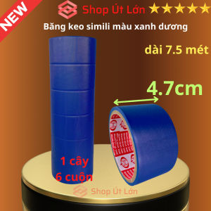 Băng keo simili màu xanh dương rộng 4.7cm dài 7.5 mét lõi giấy 3mm 1 cây 6 cuộn giá tại xưởng