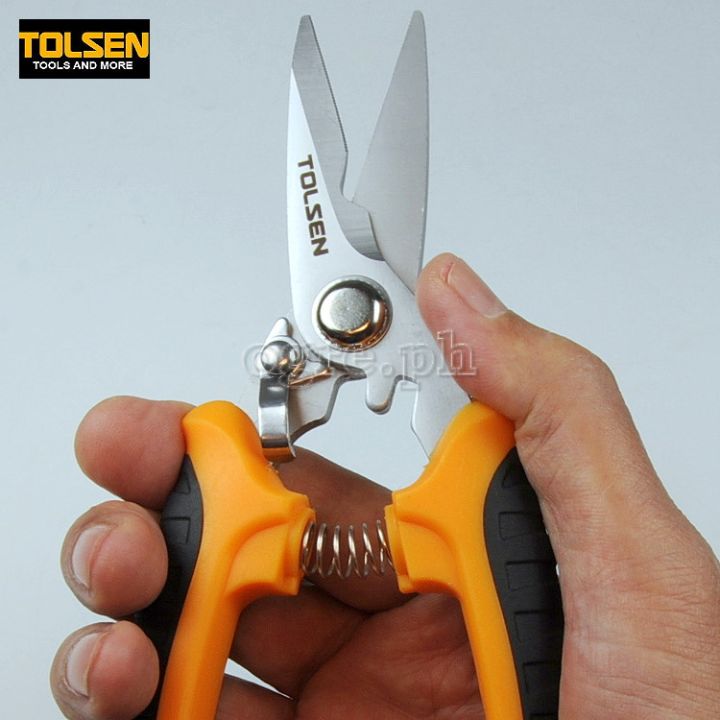 Scissors With Spring Tolsen 30042 Multi-Purpose Spring Loaded Scissors 180mm (7”) | Lazada PH