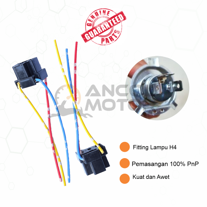 Fiting Lampu H4 Soket Socket HS1 Bohlam Motor Mobil 3 Kabel Awet Kuat