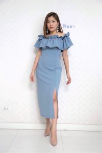 ชุดไปงานกลางคืน .ราตรียาว งานเลี้ยงกลางคืน เสื้อผ้าคนอ้วน เดรสยาวคนอ้วน