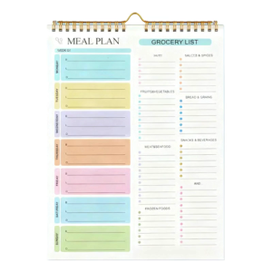 Magnetic Weekly Meal Planner Notebook Twin Wire Binding Dietary Tracking Journal with 52 Sheets For Weekly Goal Setting