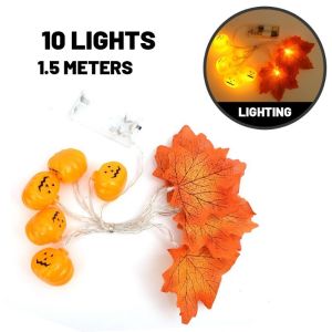 ใบเมเปิล LED หลอดไฟประดับแบบสายแบตเตอรี่ที่ใช้ตกแต่งฮาโลวีนของตกแต่งวันหยุดโคมไฟสร้างบรรยากาศวันขอบคุณพระเจ้า