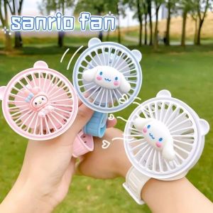 2024 ใหม ่ Sanrio พัดลม Kawaii My Melody Cinnamoroll Kuromi USB Mini พัดลมอะนิเมะชาร ์ จแบบพกพานาฬิกาพัดลมเด ็ ก Surprise ของขวัญ