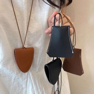 JPTD Pendant Long Leather Pull-out Key Bag Lanyard Sunglasses Headphone Clip Hanging Neck Anti-loss Key Chain Portable Fashion ic Leather Necklace Women