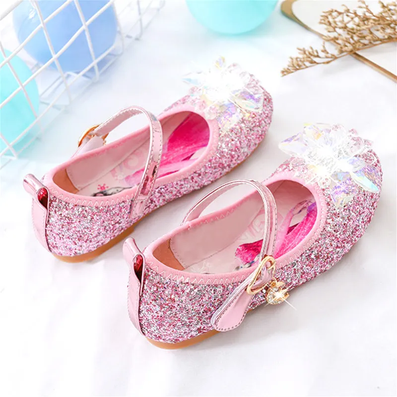Girls Sandals Elsa Princess New Sequins Soft Female Frozen Baby Sandals  Cute Glass Slipper Eu 22-36