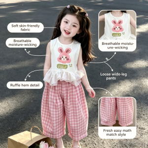 AILEBE Kids Sets Terno Top Bottoms Set Soft Smooth Skin-Friendly Breathable Fabric Simple Stylish Design Easy To Match Fresh Unique Casual Wear OOTD Pambahay For Girls 1-12 Years