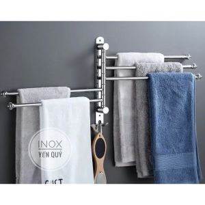 Thanh treo khăn nhà tắm dán tường 5 nhánh Inox 304 Cao cấp - Tặng miếng dán siêu dính