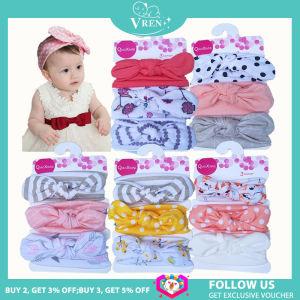 VREN 3Pcs/Set New Floral Bows Solid Color Baby Girl Headbands Girls Headband Turban Newborn Bow knot Elastic Hair Band Accessories