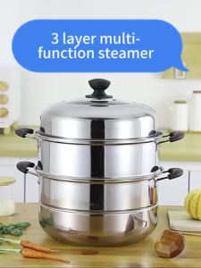 connox 2 Layer Stainless Steel Steamer Pot Multi-function Soup Steamed Pot With 27.5cm size