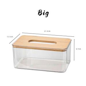 Pemegang Kotak Simpanan Tisu Transparent Visible Tissue Storage Box Holder Wood Cover Dustproof Container Napkin Toilet Paper Storage Box Dispenser 纸巾盒