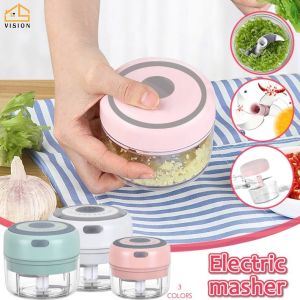 Vision Electric Masher Automatic Garlic Chopper Baby Food Processor Grinder Crusher Press for Vegetable Garlic Cutter Onion Garlic Blender Kitchenware Tool
