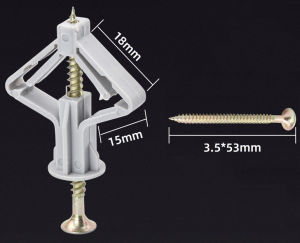 พุกผีเสื้อ พร้อมสกรู ขนาด M8 Plastic Butterfly Plug + Screw พุ๊ก ปุ๊ก พุกฝังผนัง (50ชิ้น/ถุง)