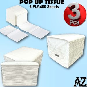 Pop Up Tissue 2ply-400 sheets (Virgin Pulp) - 3 pcs White Basic 2-ply Pop-up Tissue Pack Soft Hygienic for Daily Use