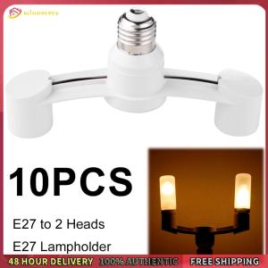 Winnereco 10Pcs E27 To E27 Light Socket Splitter Flame Retardant Light Bulb Adapter 2 in 1 Light Bulb Converter for Home Garage