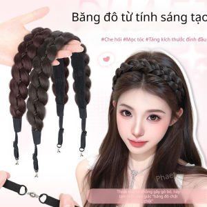 ✨ Long Braid Headband Magic Velcro Braided Hair Hoop Hair Accessories Ponytail Volume Fishbone Magnetic Adjustable Fit Fashion Unique for Makeup/Long Short Hair/Faux Braid Women.