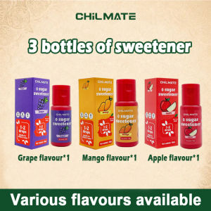 CHILMATE 0 Sugar Liquid Sweetener Multiple Fruit Flavors Zero Calorie Fat-Free Sugar Substitute for Beverage Baking