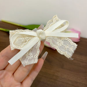 F4 Jepit Rambut Pita Bordir Renda Aksesoris Wanita Sweet Lace Bow Alligator Clips HDEL001