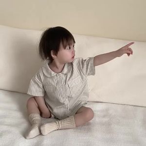 Childrens summer thin suits Korean-style childrens clothing baby summer outfits 2026 Summer New Baby Striped Outfit
