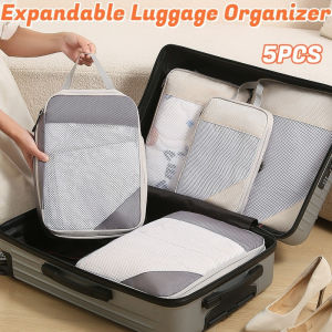 5Pcs Compression Travel Organizer Bag Set Portable Expandable Luggage Organizer Travel Packing Cubes