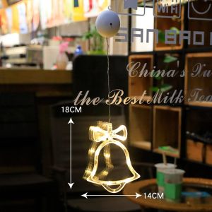 LED Light Snowflake Santa Window Ornaments Decoration for Home Xmas Navidad New Year Christmas Decor Fairy Lamp String Lights