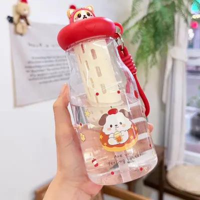 Botol Minum Anak Infused Water Motif Animal Desain Lucu 600ml Tutup Karakter FOOD GRADE