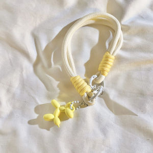 Tali Gantungan HP Kartun Ins Lucu Anjing Garis Warna-Warni