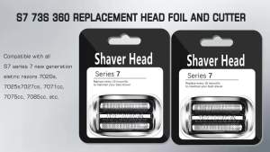 S7 73S 360 Replacement Head Foil & Cutters for Braun Series 7 Eletric Shavers Compatible with Braun New Generation 7020s 7025s 7027 cs 7071cc 7075cc 7085cc Razor