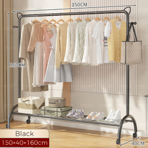 Strong Steel Clothes Rack/Floor Standing Indoor Home Clothes Drying/Balcony Storage Rack With Wheel Penyangkut Baju 晾衣架