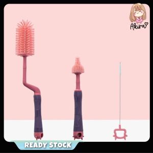【 BPA FREE】3pcs Multifunctional Baby Silicone Feeding Bottle Brush 360 Degree Rotating Cleaning Set 婴儿硅胶奶瓶刷