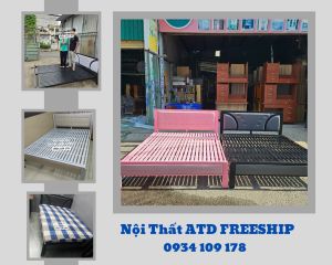 Giường ngủ sắt hộp cao cấp đơn giản- Giường sắt hiện đại 1m 1m2 1m4 1m6 1m8x2m