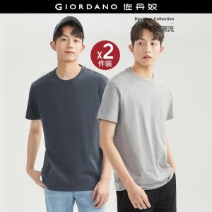 Giordano combo 2 chiếc áo thun nam cotton 100% cổ tròn tay ngắn Free Shipping 18023211