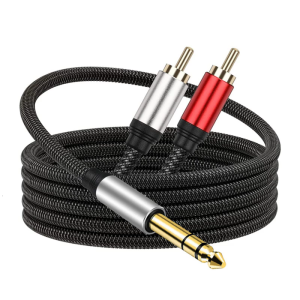 2RCA to 6.35mm Cable AUXs to 2RCA Headphone Male to Male Adapter 1/4 to 2RCA Sound Y Cord for Smartphones MP3 Tablets