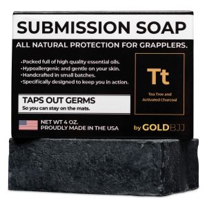 Premium Tea Tree Oil Soap - USA Made Bar Soap for BJJ Jiu Jitsu Wrestling and Grappling (Single 4 Ounce Soap Bar Activated Charcoal)