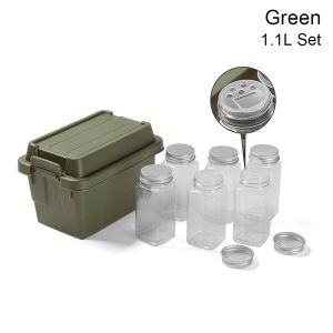 METALIX 1Set Picnic BBQ Outdoor Storage Box Plastic Portable Sundries Box Seasoning Dispenser Bottle Jar Spice Storage Bag Camping Barbecue Utensils