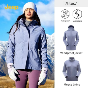 Jeep tấn công ngoài trời phù hợp với ba trong một có thể tháo rời hai bộ chi tiết Windproof eo không thấm nước cinched đi bộ đường dài phù hợp với áo khoác
