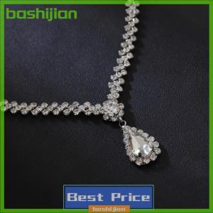 bashijian Fashion Simple Water Drop Rhinestone Necklace Earrings For Women Wedding Bride Light Luxury Jewelry Sets Accessories