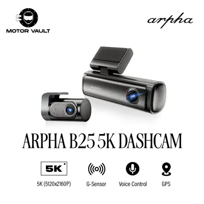 Arpha B25 Dashcam with FREE 64GB SD Card l 5K Ultra HD Camera 5G Wi-Fi Advanced Driver Assistance System Super Capacitor