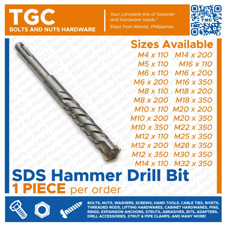 1PC M4 - M32 SDS Drill Bit Hammer for Masonry and Concrete TGC 4 5 6 8 10 12 14 16 18 20 22 25 28 30 32