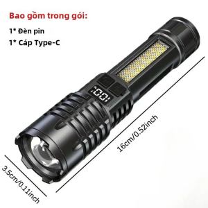 Đèn pin A76 siêu sáng chiếu xa 300m có Zoom xa gần chống nước IPX4 pin trâu 7 chế độ sáng