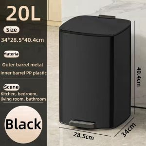 Manzan Step Pedal Trash Can 30L Rectangle Stainless steel Trash tin