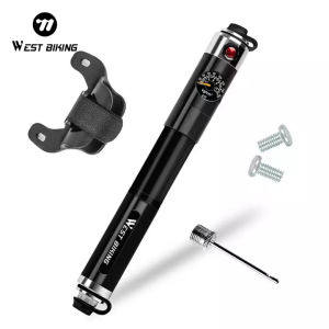 WEST BIKING Bike Pump Air Pump Aluminum Alloy 160PSI Bicycle Front Fork Gauge Hose Tire Cycling Air Inflator Road MTB Bicycle Accessories Hand Bicycle Pump