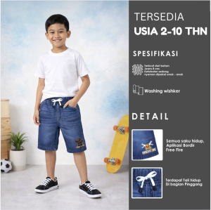 Celana Jeans Pendek Anak Laki Laki Usia 2-10 Tahun Celana Pendek Anak Cowok Motif Bordir Premium