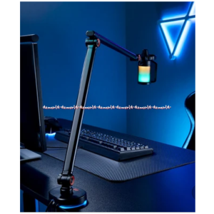 Krisbow Holder Microphone Boom Arm Slim Light Alat Tatakan Mic Podcast Model Dimeja Dilengkapi Lampu LED
