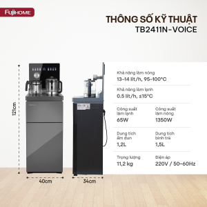 Cây nước bàn trà điều khiển bằng giọng nói Fujihome TB2411N-VOICE – Màn hình LED cảm ứng