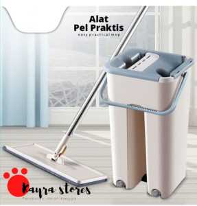 Alat Pel Lantai Praktis Ultra Mop Pembersihh otomatis peras Scratch 2 IN 1 360 derajat 1 set murah